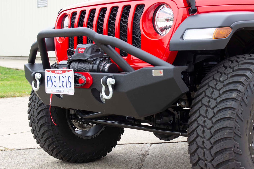 Fishbone Offroad black powder-coated fairlead license plate mount